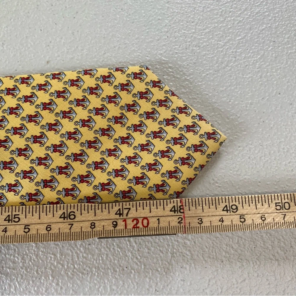 Vineyard Vines Anchor‎ Nautical Rare Red Bow Silk Necktie Youth Yellow 49